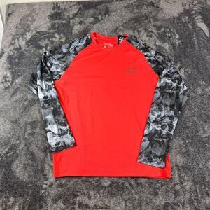 Bass Dash Long Sleeve Camo Red UPF 50 Shirt Men's L Stretch Fishing NWT